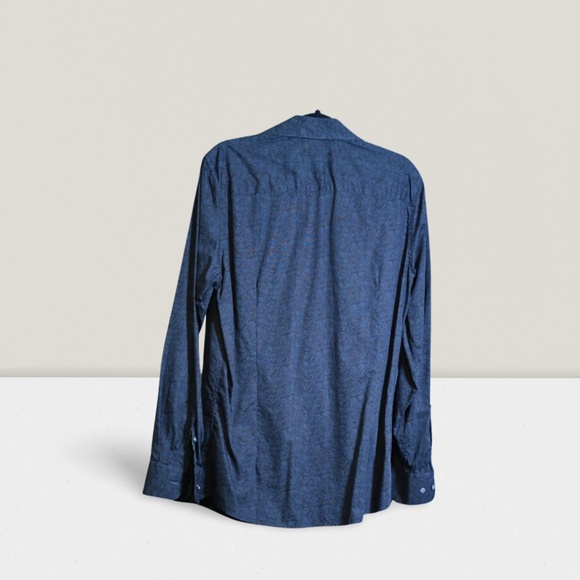 Men’s Slim Fit Button-Up – Black Floral Pattern, - Picture 3 of 4